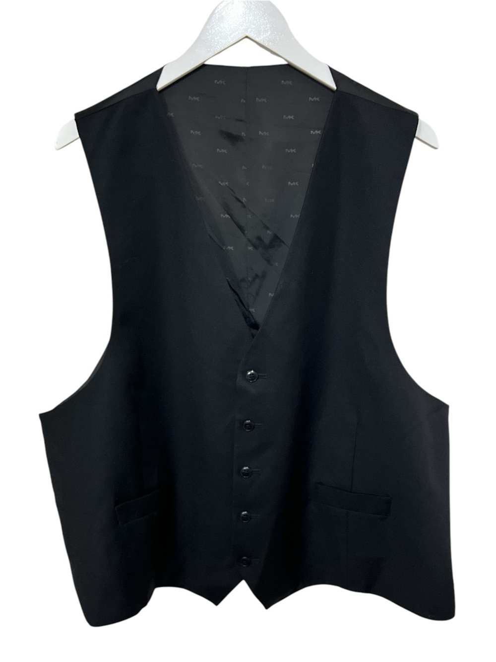 Michael Kors Mens Tuxedo Vest Wool Blend MK Lining, Color Black, Size XXL